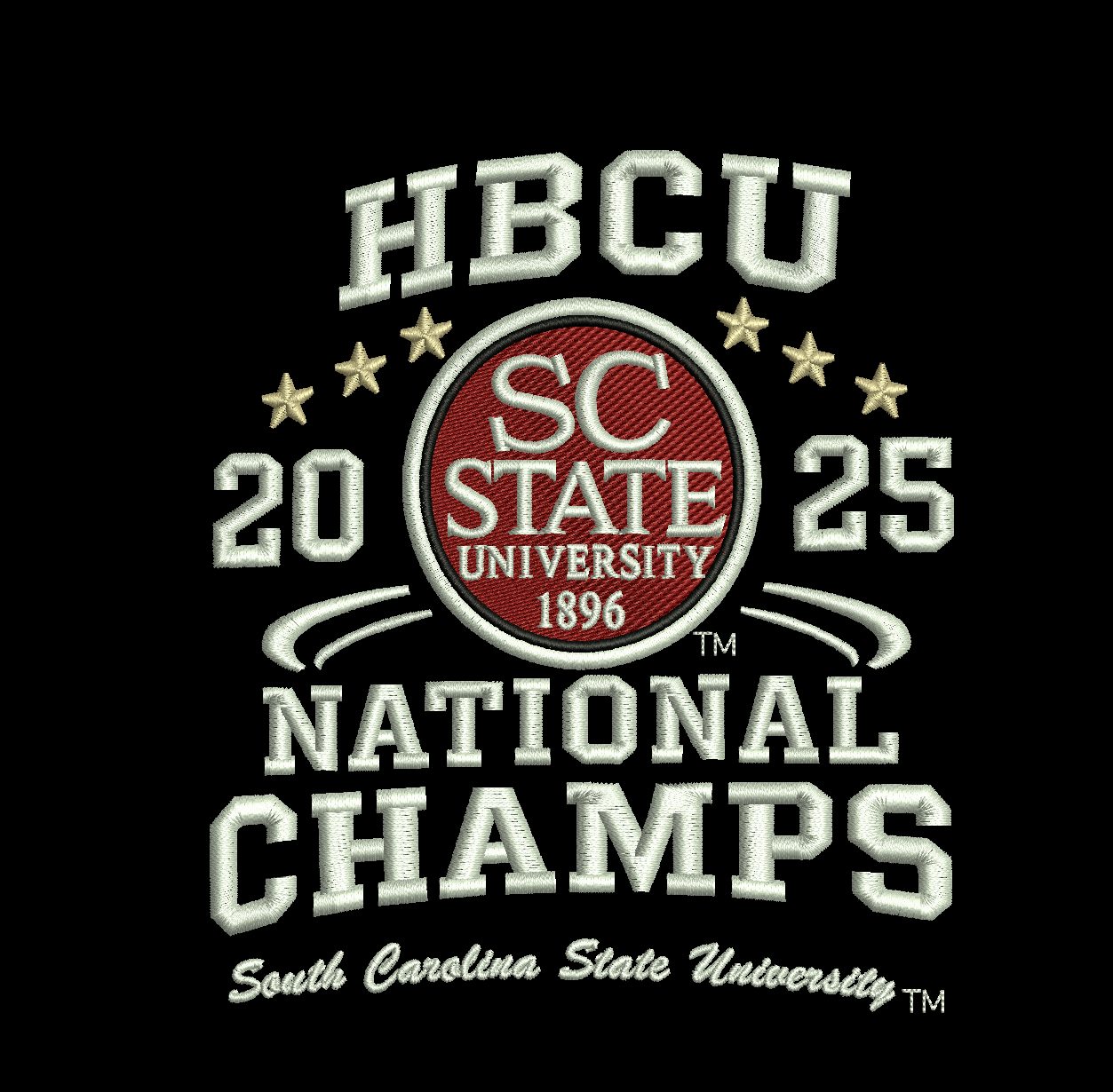 Finished embroidered university championship patch