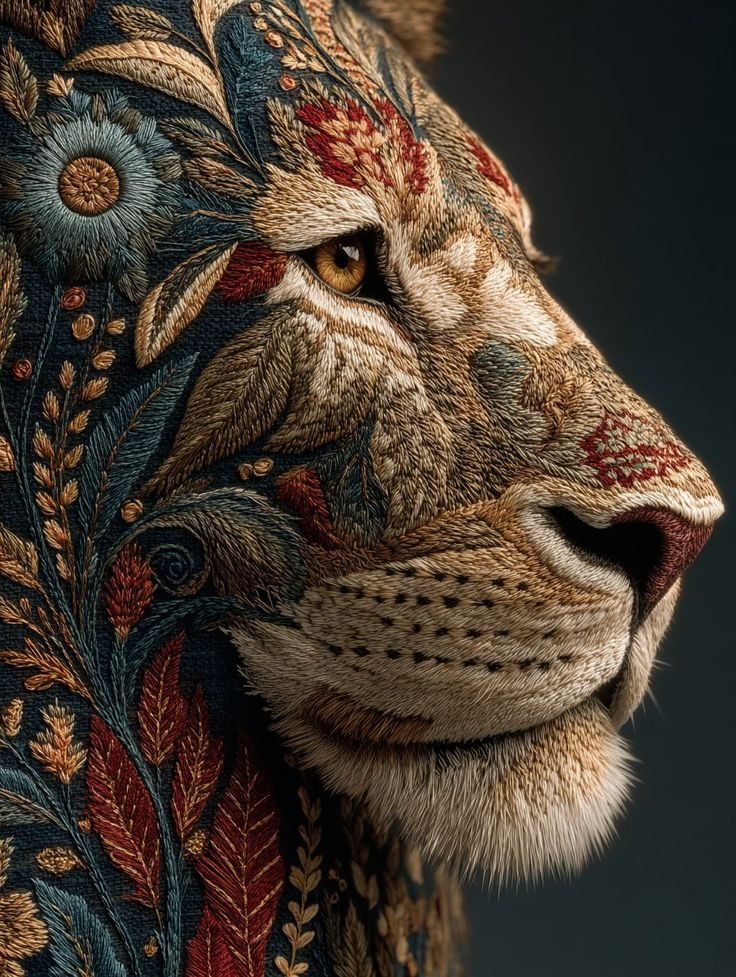 Detailed embroidery stitch artwork